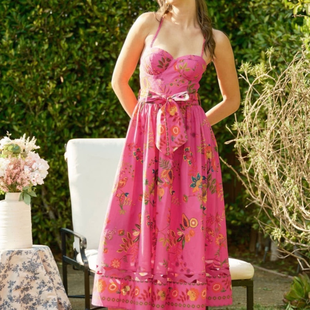 INA Pink Floral Midi Dress (looks like farm Rio)